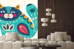 Naklejka: Kot w folkowym stylu