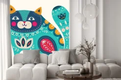 Naklejka: Kot w folkowym stylu