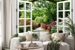 Naklejka: Krajobraz 3d okna z panoramą lasu