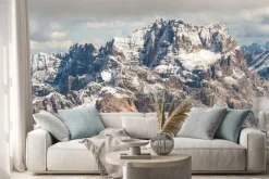 Naklejka: Krajobraz z dolomitami w śniegu