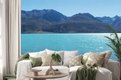 Naklejka: Krajobraz z jeziora w letni dzień w nowej zelandii