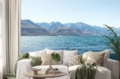 Naklejka: Krajobraz z jeziora w letni dzień w nowej zelandii