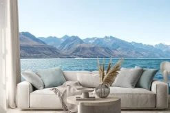 Naklejka: Krajobraz z jeziora w letni dzień w nowej zelandii