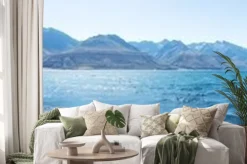 Naklejka: Krajobraz z jeziora w letni dzień w nowej zelandii