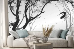 Naklejka: Krajobraz z latania sowy