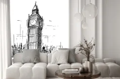 Naklejka: Kreskówki nakreślenie rysunkowa ilustracja westminister pałac,