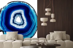 Naklejka: Kromka niebieski agat kryształ na białym tle