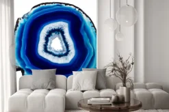 Naklejka: Kromka niebieski agat kryształ na białym tle