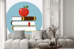 Naklejka: Książki z jabłkiem płaskiej ikoną