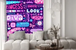 Naklejka: Księżniczka fairy tale doodles diva słowo ilustracji wektorowych