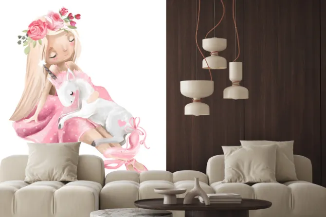 Naklejka: Księżniczka z jednorożcem