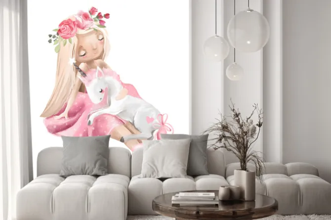 Naklejka: Księżniczka z jednorożcem