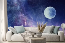 Naklejka: Księżyc i niebiesko-fioletowe niebo