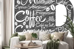 Naklejka: Kształt kubka z napisami kawowymi