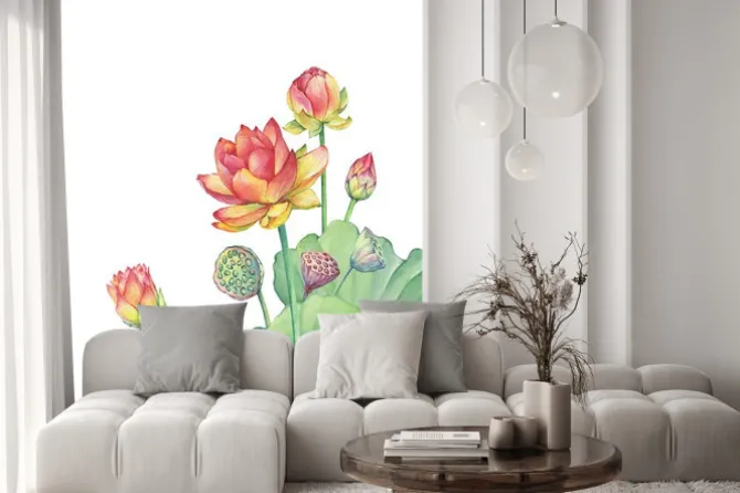 Naklejka: Kwiat lotosu na akwareli