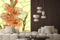 Naklejka: Kwiat mieczyk na witrażu