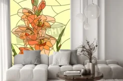 Naklejka: Kwiat mieczyk na witrażu