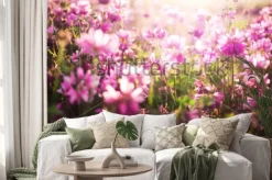 Naklejka: Kwiat tło z różowymi kwiatami