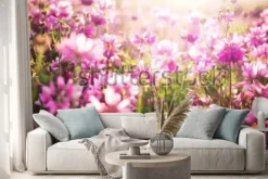 Naklejka: Kwiat tło z różowymi kwiatami