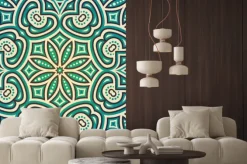 Naklejka: Kwiatowe ornamenty w odcieniach zielonego