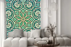 Naklejka: Kwiatowe ornamenty w odcieniach zielonego