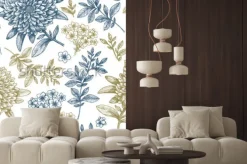 Naklejka: Kwiatowy wzór. liniowy szkicowy kwiat elementy. vintage odzieży