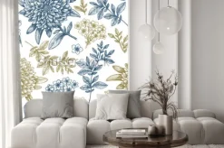 Naklejka: Kwiatowy wzór. liniowy szkicowy kwiat elementy. vintage odzieży