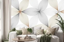 Naklejka: Kwiatowy wzór wektora, powtarzanie liniowy płatek kwiatu, powtórzenie