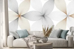 Naklejka: Kwiatowy wzór wektora, powtarzanie liniowy płatek kwiatu, powtórzenie