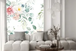 Naklejka: Kwiatowy wzór z piwoniami i eukaliptusem