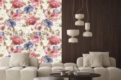 Naklejka: Kwiatowy wzór z piwonie, akwarela