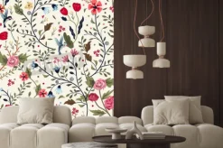 Naklejka: Kwiatowy wzór z ptakami