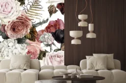 Naklejka: Kwiatowy wzór z różami, akwarela.