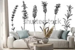 Naklejka: Kwiaty lawendy dzikich i odmian. vintage kwiatowy zestaw. ręcznie