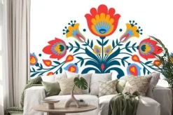 Naklejka: Kwiaty w stylu polskiej wycinanki ludowej