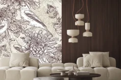 Naklejka: Kwiaty z ilustracji ptaków