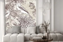 Naklejka: Kwiaty z ilustracji ptaków