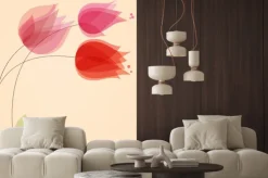 Naklejka: Kwiecisty tło z tulipanami