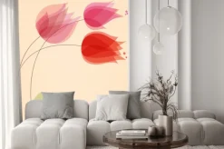 Naklejka: Kwiecisty tło z tulipanami