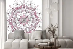 Naklejka: Lacy pastel round vintage pattern on white vector