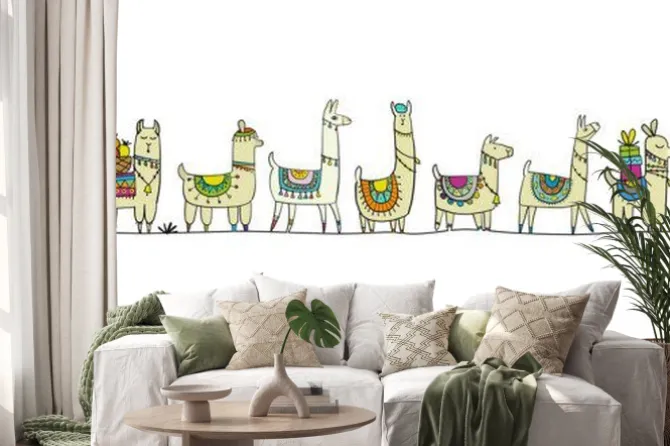 Naklejka: Lamy w ludowych strojach