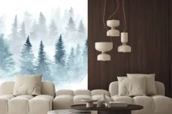 Naklejka: Las malowany akwarelą