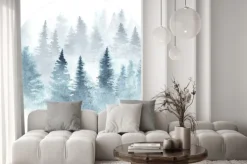 Naklejka: Las malowany akwarelą