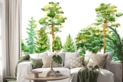 Naklejka: Las ze zwierzętami na akwareli