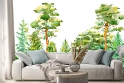 Naklejka: Las ze zwierzętami na akwareli