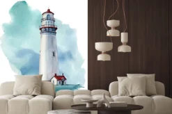 Naklejka: Latarnia morska malowana akwarelą