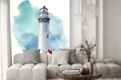 Naklejka: Latarnia morska malowana akwarelą