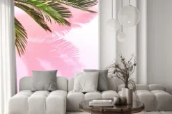 Naklejka: Lato tropikalny pastelowy tło z palmą