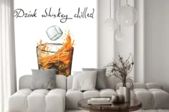 Naklejka: Lód spada w whisky