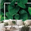 Naklejka: Leaf pattern nature frame layout of heart shaped green leaves